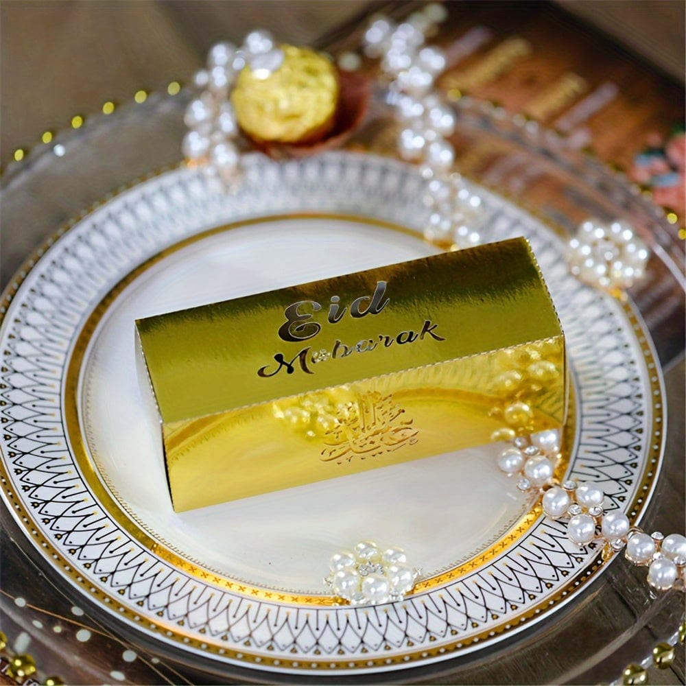 deen-souvenir customized 12-Gold / 10St Elegante Eid-Schachtel: Perfekte Ramadan-Dekoration in Weiß, Gold und Silber 17592303903980