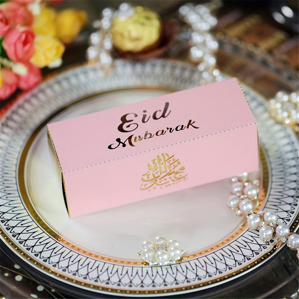 deen-souvenir customized 12-rosa / 10St Elegante Eid-Schachtel: Perfekte Ramadan-Dekoration in Weiß, Gold und Silber 17592303903978