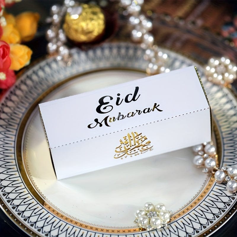 deen-souvenir customized 12-weiß / 10St Elegante Eid-Schachtel: Perfekte Ramadan-Dekoration in Weiß, Gold und Silber 17592303903977