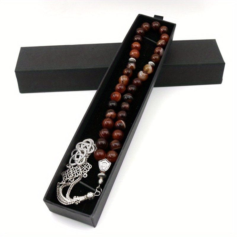 deen-souvenir customized Braun Gebetskette aus Achat Silber: Tradition und Schönheit vereint 17592231339630