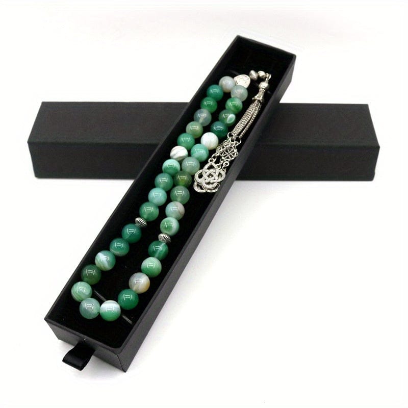 deen-souvenir customized Grün Gebetskette aus Achat Silber: Tradition und Schönheit vereint 17592231339633