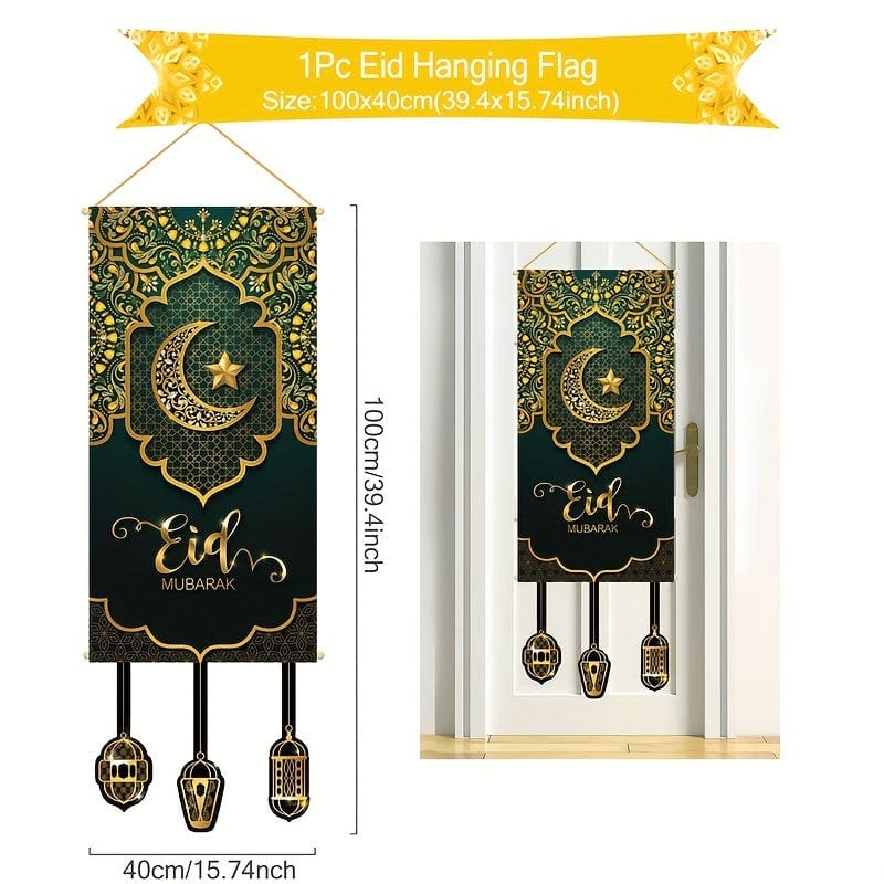 deen-souvenir customized Grün Und Gold Ramadan Hängende Flagge Ramadan Dekorationen 17592303214480