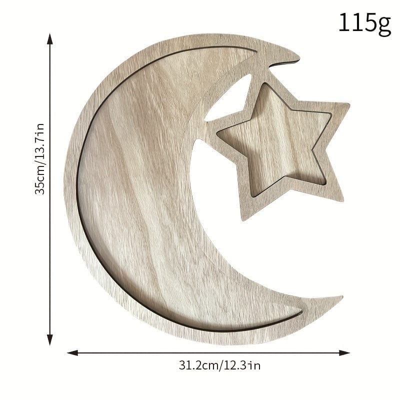 deen-souvenir customized Mond-Pentagramm-Dessertbox Sterne Und Mond Holzornamente Für Ramadan Und Eid Al-Fitr Dessert Tablett 17592301789047