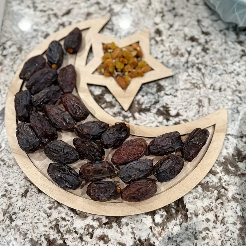 deen-souvenir customized Mond-Pentagramm-Dessertbox Sterne Und Mond Holzornamente Für Ramadan Und Eid Al-Fitr Dessert Tablett 17592301789047