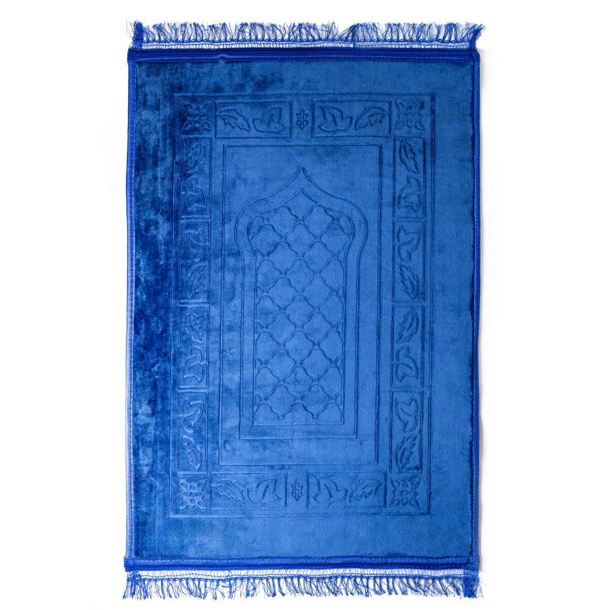 DeenSouvenir Eleganter Gebetsteppich in Majestätischem Mitternachtsblau: Weich, Sicher & Dick