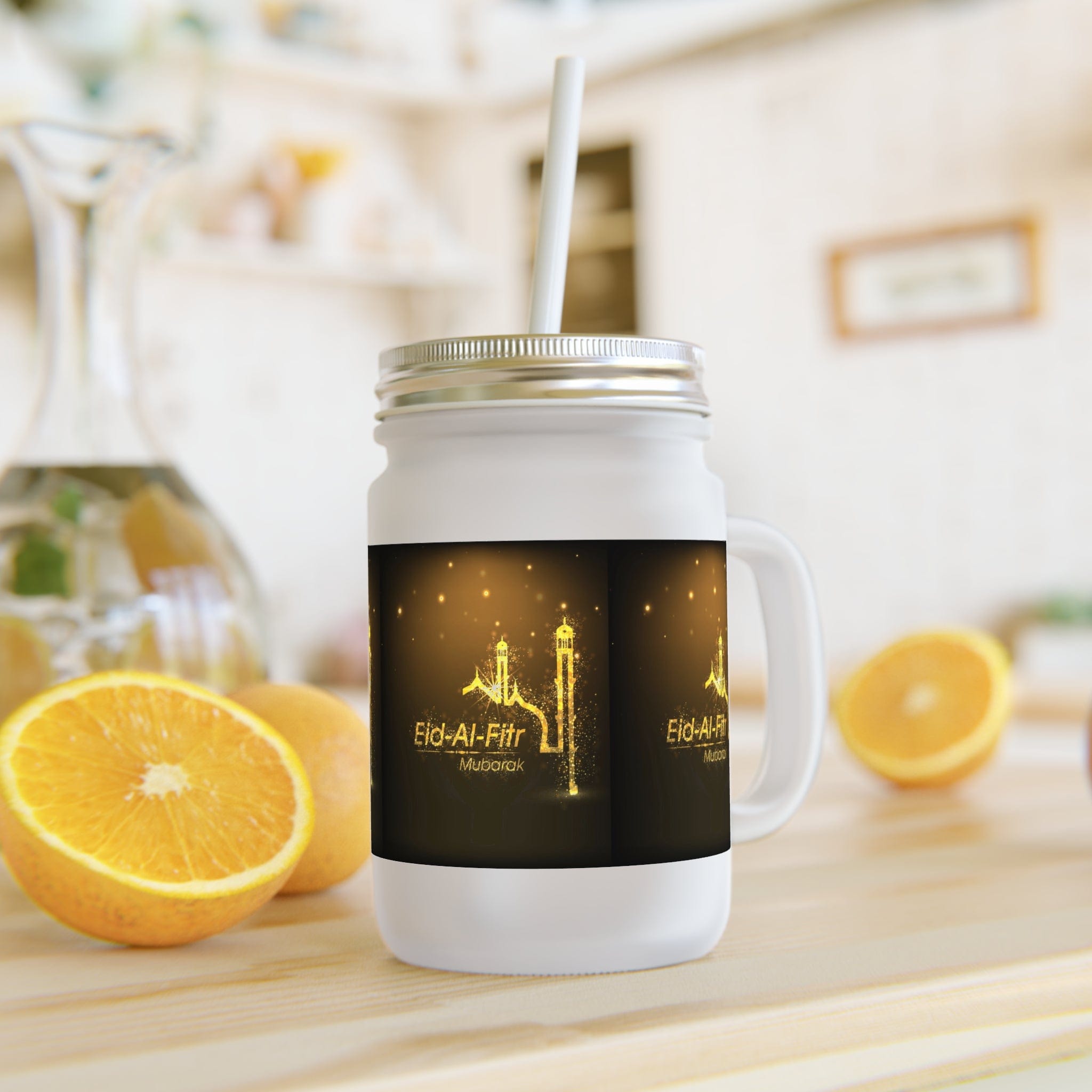 Printify Mug 12oz / Transparent / Frosted Eid al-Fitr Special: Personalisiertes Trinkglas mit Strohhalm und Deckel 98850099702805186213